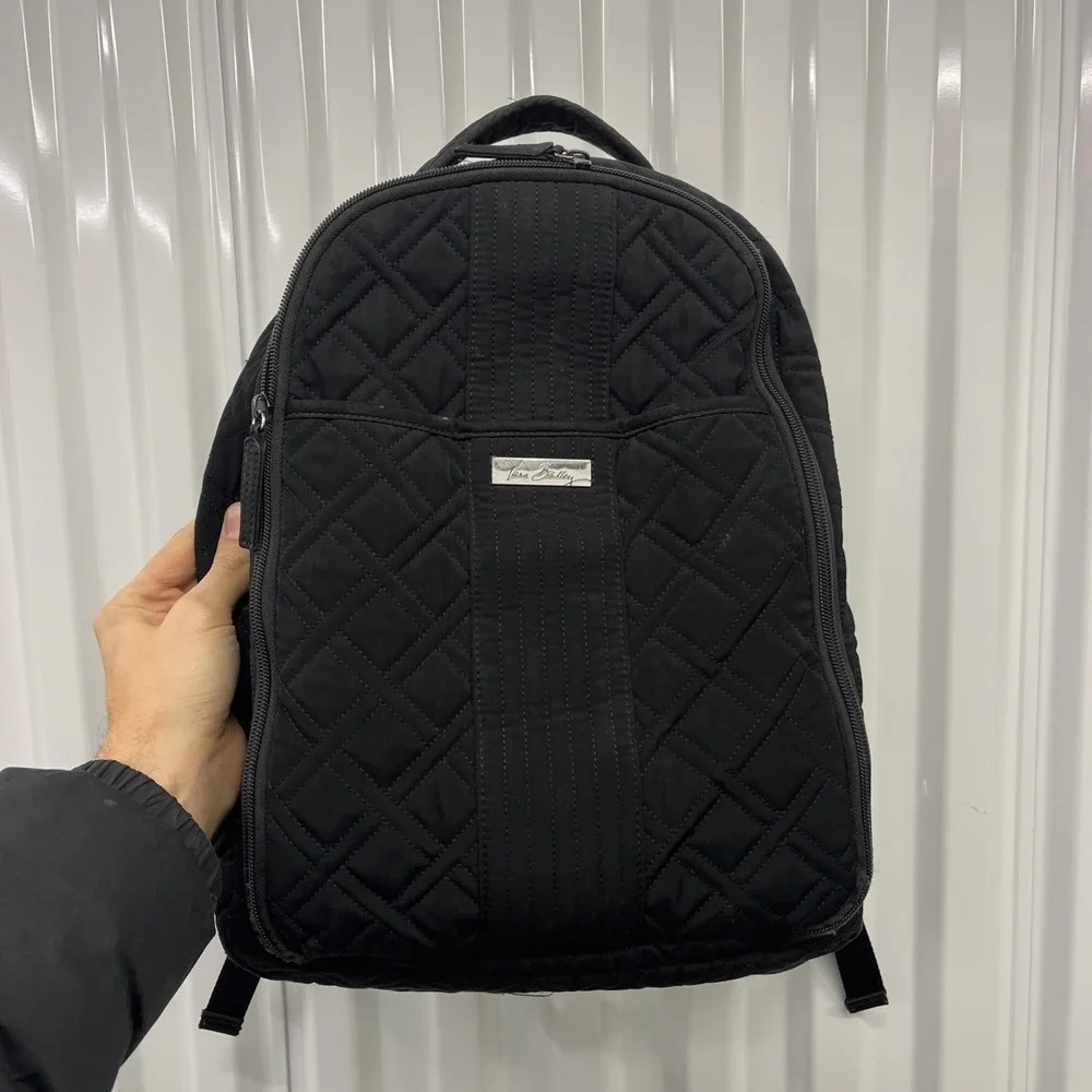 Vera Bradley Women's Backpack Black Cotton Quilted Adjustable Strap Bag - Picture 1 of 11